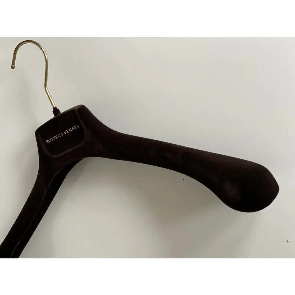 Bottega Veneta Brown Velvet Blazer Sweater Hangers with Gold Hardware 15x7